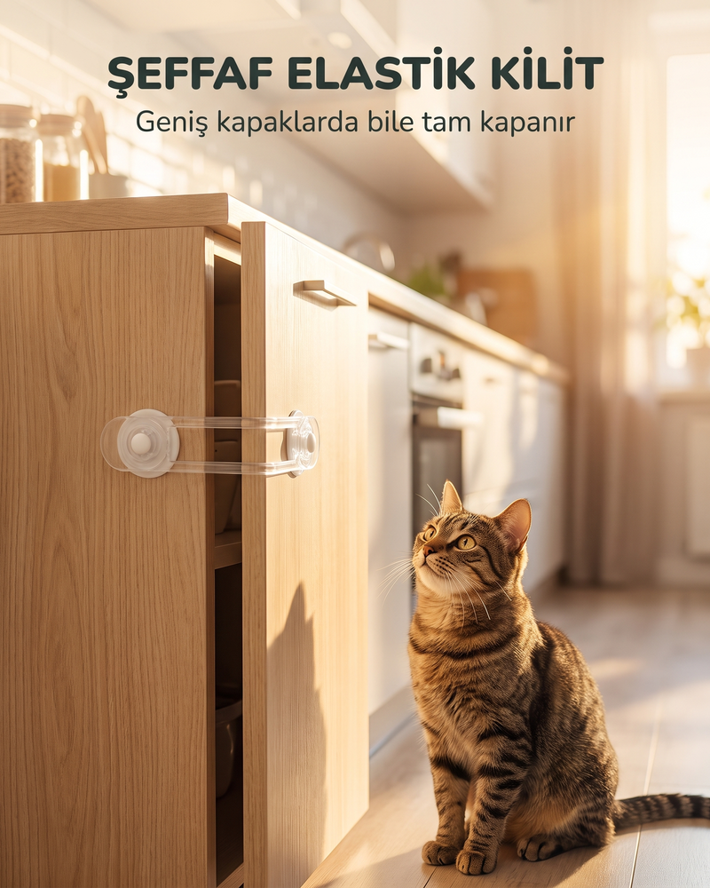 Şeffaf Elastik Çekmece Kilidi