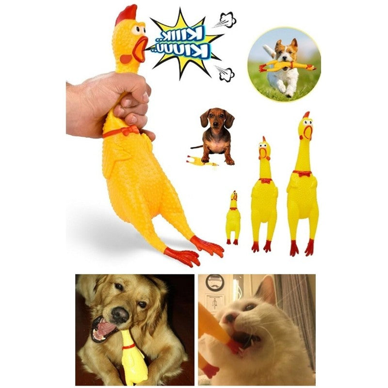 Ses Çıkaran 30 cm Tavuk Figürlü Kedi Köpek Oyuncağı