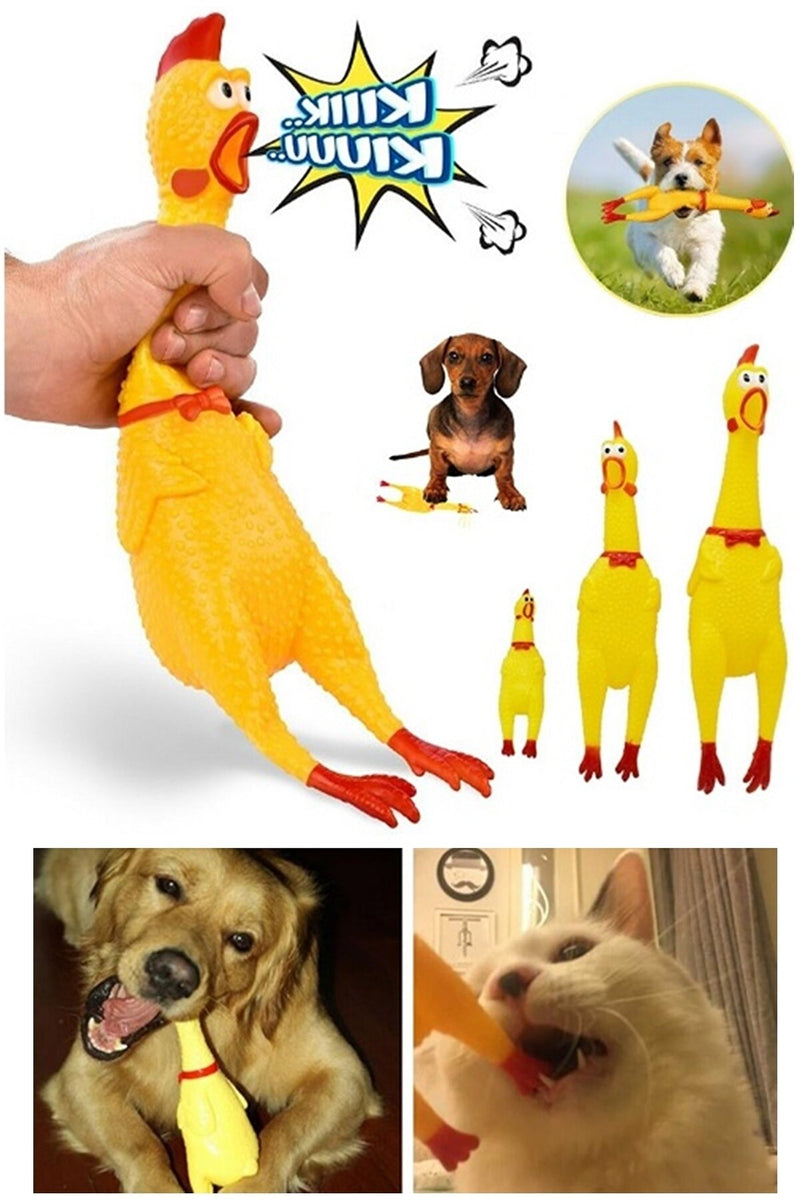 Ses Çıkaran 30 cm Tavuk Figürlü Kedi Köpek Oyuncağı