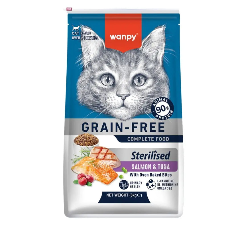 Wanpy Tahılsız Somon ve Ton Balıklı Kısır Kedi Maması 1,5 kg