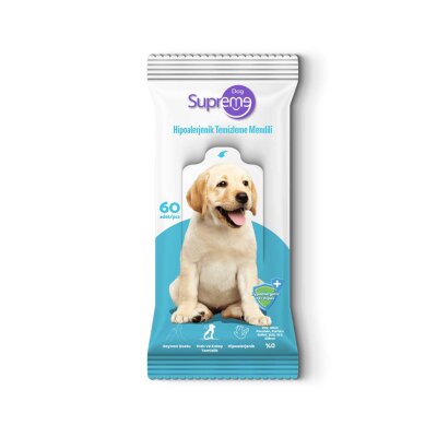 Supreme Hipoalerjenik Kokusuz Köpek Temizleme Mendili (60'lı x 6)