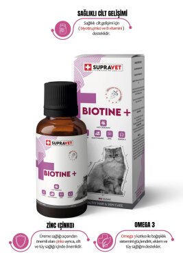 Supravet Plus+ Biotin ve Çinkolu Tüy Sağlığı Kedi Damlası 100 ml