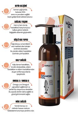 Supravet Doğal Norveç Somon Yağı Kedi Köpek Takviyesi 200 ml