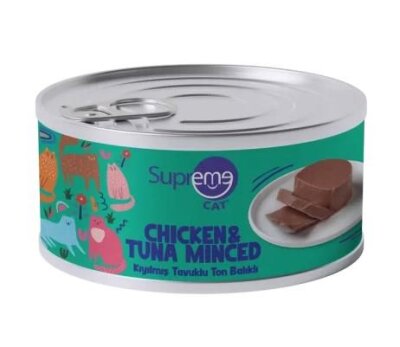 Supreme Cat Kıyılmış Tavuk ve Ton Balıklı Yaş Kedi Maması 85 gr