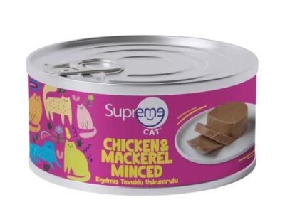 Supreme Cat Kıyılmış Tavuk ve Uskumrulu Yaş Kedi Maması 85 gr