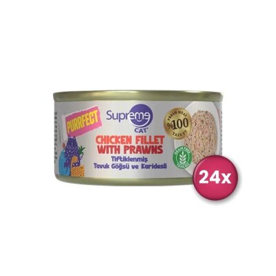 Supreme Cat Tahılsız Tavuk Göğsü ve Karidesli Konserve 70 gr x 24