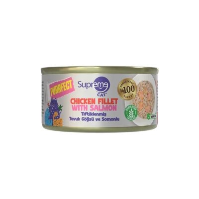 Supreme Cat Tavuk Göğsü ve Somonlu Tahılsız Kedi Konservesi 70 gr