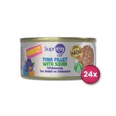 Supreme Cat Tahılsız Ton Balıklı ve Kalamarlı Konserve 70 gr x 24