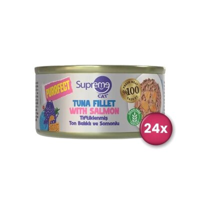 Supreme Cat Tahılsız Tiftik Ton Balıklı ve Somonlu Konserve 70 gr x 24