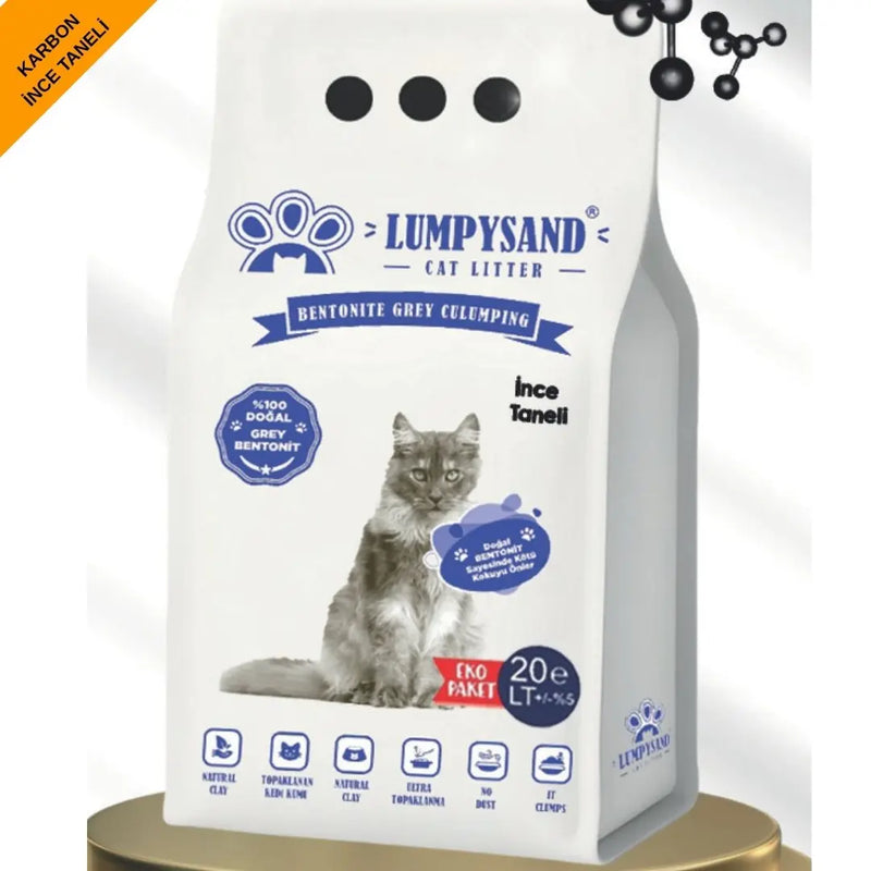 Aktif Karbonlu İnce Taneli 20 L Bentonit Kedi Kumu