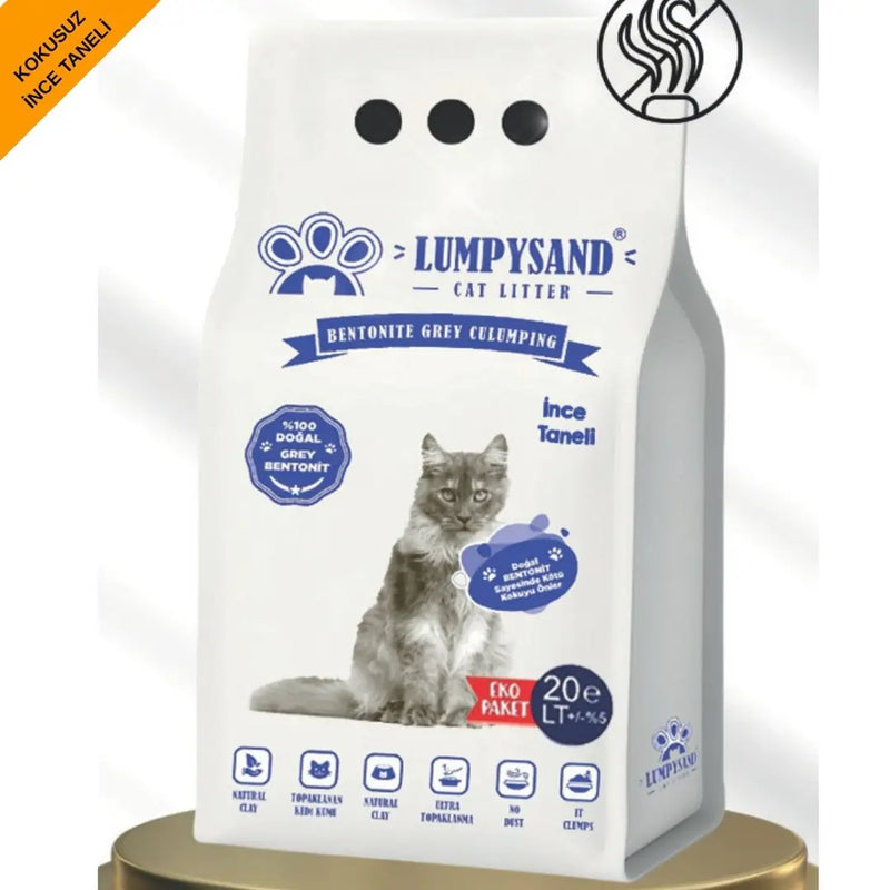 Kokusuz İnce Taneli 20 L Bentonit Kedi Kumu