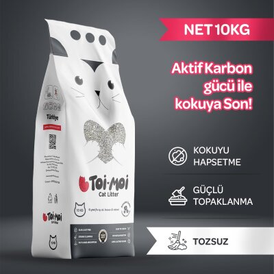 Toi Moi Aktif Karbonlu İnce Taneli Topaklanan Kedi Kumu 10 kg