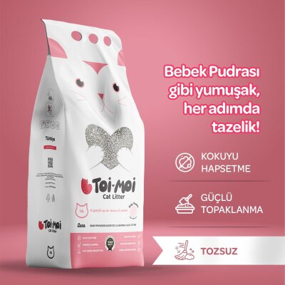 Toi Moi Bebek Pudralı İnce Taneli Topaklanan Kedi Kumu 10 kg