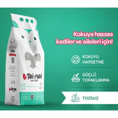Toi Moi Kokusuz İnce Taneli Topaklanan Bentonit Kedi Kumu 10 kg