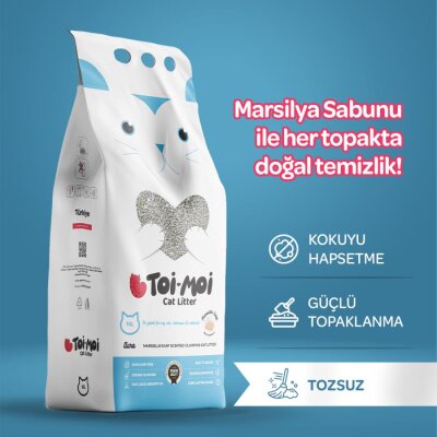 Toi Moi Marsilya Sabunlu İnce Taneli Topaklanan Kedi Kumu 10 kg