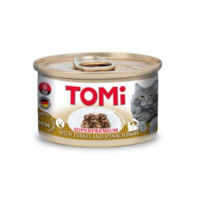 Tomi Tahılsız Hindili-Ispanaklı Yetişkin Kedi Konservesi 85 gr