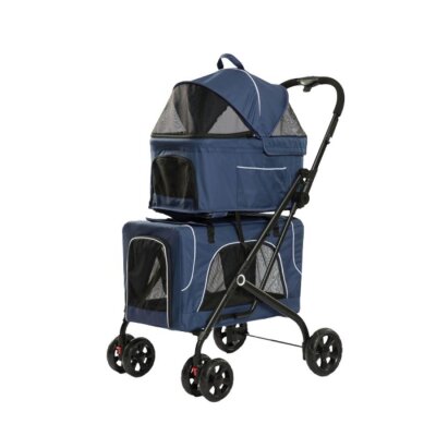 Tommy Çift Katlı Evcil Hayvan Arabası (Mavi, Max 30 kg)