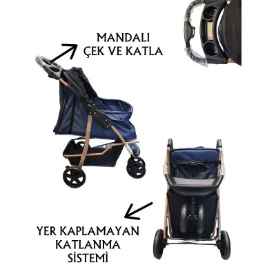 Tommy Katlanabilir 20 kg Tekerlekli Taşıma Arabası (Lacivert)