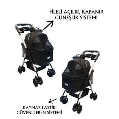 Tommy Ayrılabilir Bölmeli 15 kg Taşıma Arabası (Siyah)