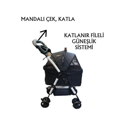 Tommy Ayrılabilir Bölmeli 15 kg Taşıma Arabası (Siyah)
