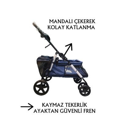 Tommy Katlanabilir 15 kg Tekerlekli Taşıma Arabası (Lacivert)