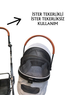 Tommy Ayrılabilir Bölmeli Tekerlekli Evcil Hayvan Arabası (Gri, 15 kg)