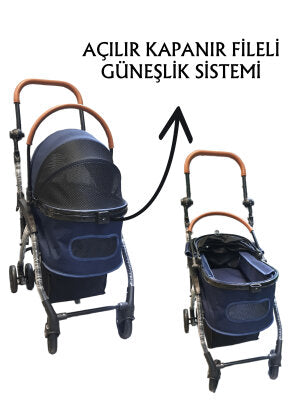 Tommy Ayrılabilir Bölmeli Evcil Hayvan Arabası Maks 15 kg Lacivert