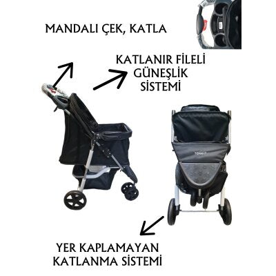 Tommy Katlanabilir 15 kg Tekerlekli Taşıma Arabası (Siyah)
