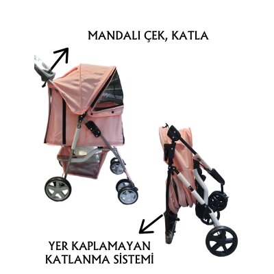 Tommy Katlanabilir 15 kg Tekerlekli Taşıma Arabası (Pembe)