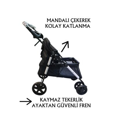 Tommy Ayrılabilir Bölmeli 15 kg Taşıma Arabası (Siyah)