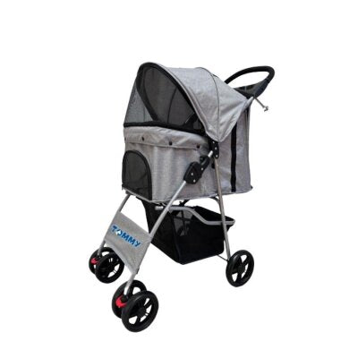 Tommy Katlanabilir Evcil Hayvan Arabası (Gri, Max 15 kg)