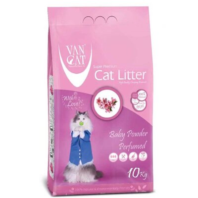 Van Cat Bebek Pudralı İnce Taneli Topaklanan Bentonit Kedi Kumu 10 L