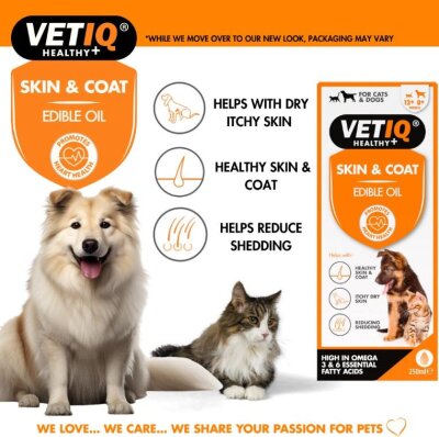 VetIQ Omega Katkılı Deri ve Tüy Besleyici Yağ 250 ml (Kedi-Köpek)