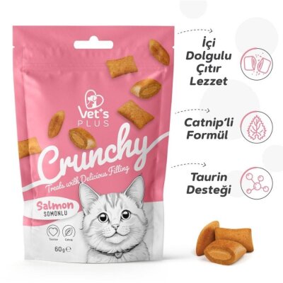 Somonlu ve Catnipli İçi Dolgulu Çıtır Kedi Ödülü, 60 gr