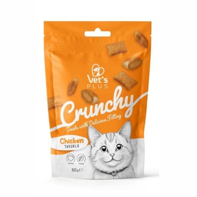 Vet's Plus İçi Dolgulu Tavuk ve Catnipli Kedi Ödül Bisküvisi 60 gr