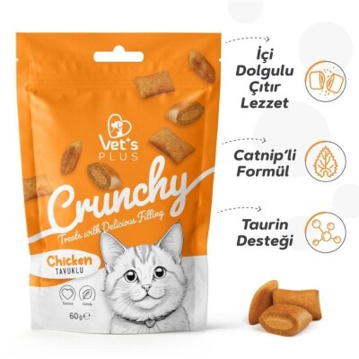 Vet's Plus İçi Dolgulu Tavuk ve Catnipli Kedi Ödül Bisküvisi 60 gr
