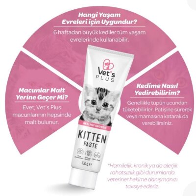 Vet's Plus Hamile ve Yavru Kedi Multivitaminli Malt Macunu 100 gr