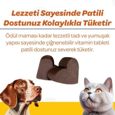Bağışıklık Destekleyen Beta Glukanlı Kedi-Köpek Tableti, 60 Adet