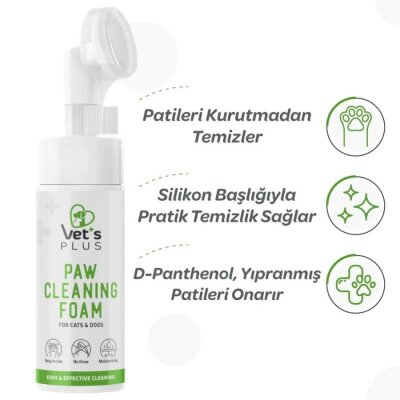 Vet's Plus Aloe Veralı Durulanmaz Pati Temizleme Köpüğü 150 ml