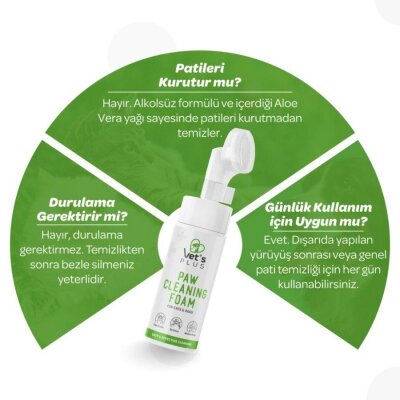 Vet's Plus Aloe Veralı Durulanmaz Pati Temizleme Köpüğü 150 ml