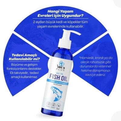 Omega-3 ve Omega-6'lı Kedi-Köpek Balık Yağı, 200 ml