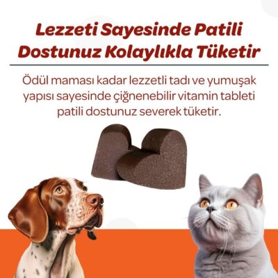 Spirulinalı Kedi-Köpek Multivitamin Tableti, 60 Adet