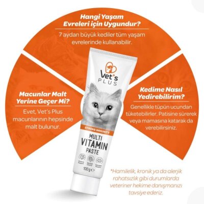 Vet's Plus Taurinli Multivitamin Malt Kedi Macunu 100 gr
