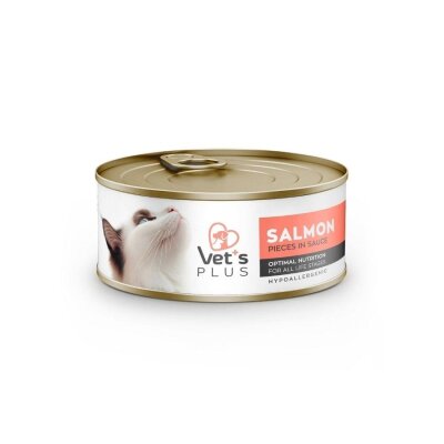 Vet's Plus Hipoalerjenik Somonlu Tahılsız Kedi Konservesi 85 gr