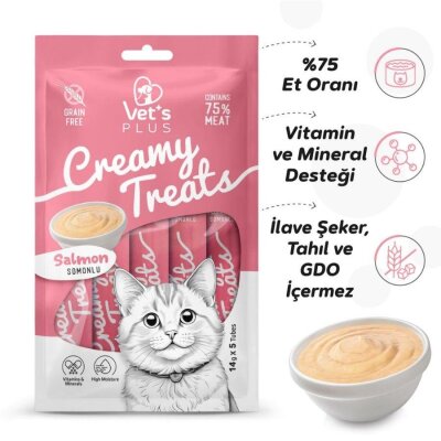 Somonlu Sıvı Krema Kedi Ödülü, 5x14 gr