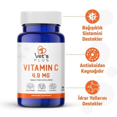 Vet's Plus C Vitamini Bağışıklık Destek Tableti 75 Adet