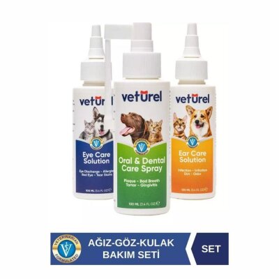 Veturel Göz-Kulak-Ağız Bakım Spreyi Kedi-Köpek Başlangıç Seti 3x100 ml