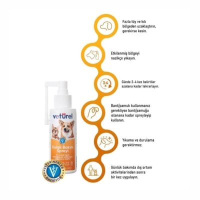 Veturel Kedi-Köpek Kulak Bakım Spreyi 100 ml