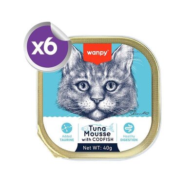 Wanpy Ton-Morina Balıklı Pate Yetişkin Kedi Konservesi 6x40 gr