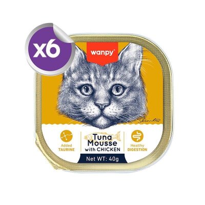 Wanpy Alutray Ton Balıklı ve Tavuklu Pate Kedi Konservesi 6x40 gr